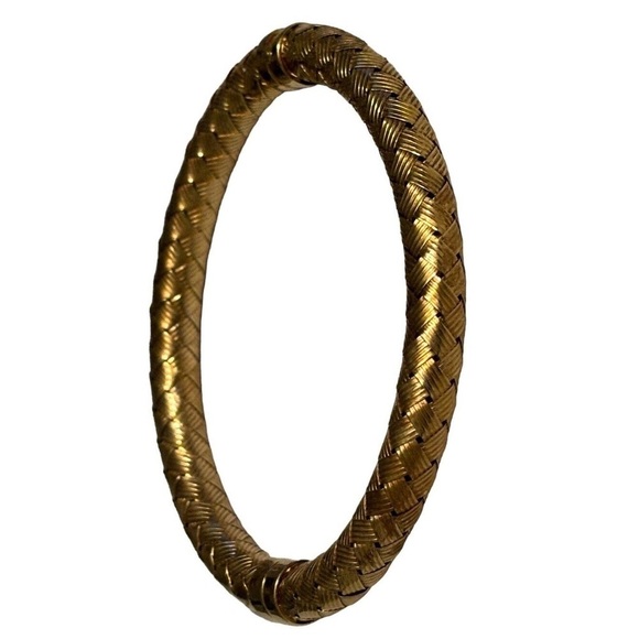 Arte d'Argento Sterling Silver Textured Woven Bracelet Italy Yellow 15.5g - Picture 9 of 9